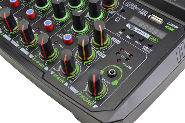 6 Channel Mixer with Bluetooth, USB  
